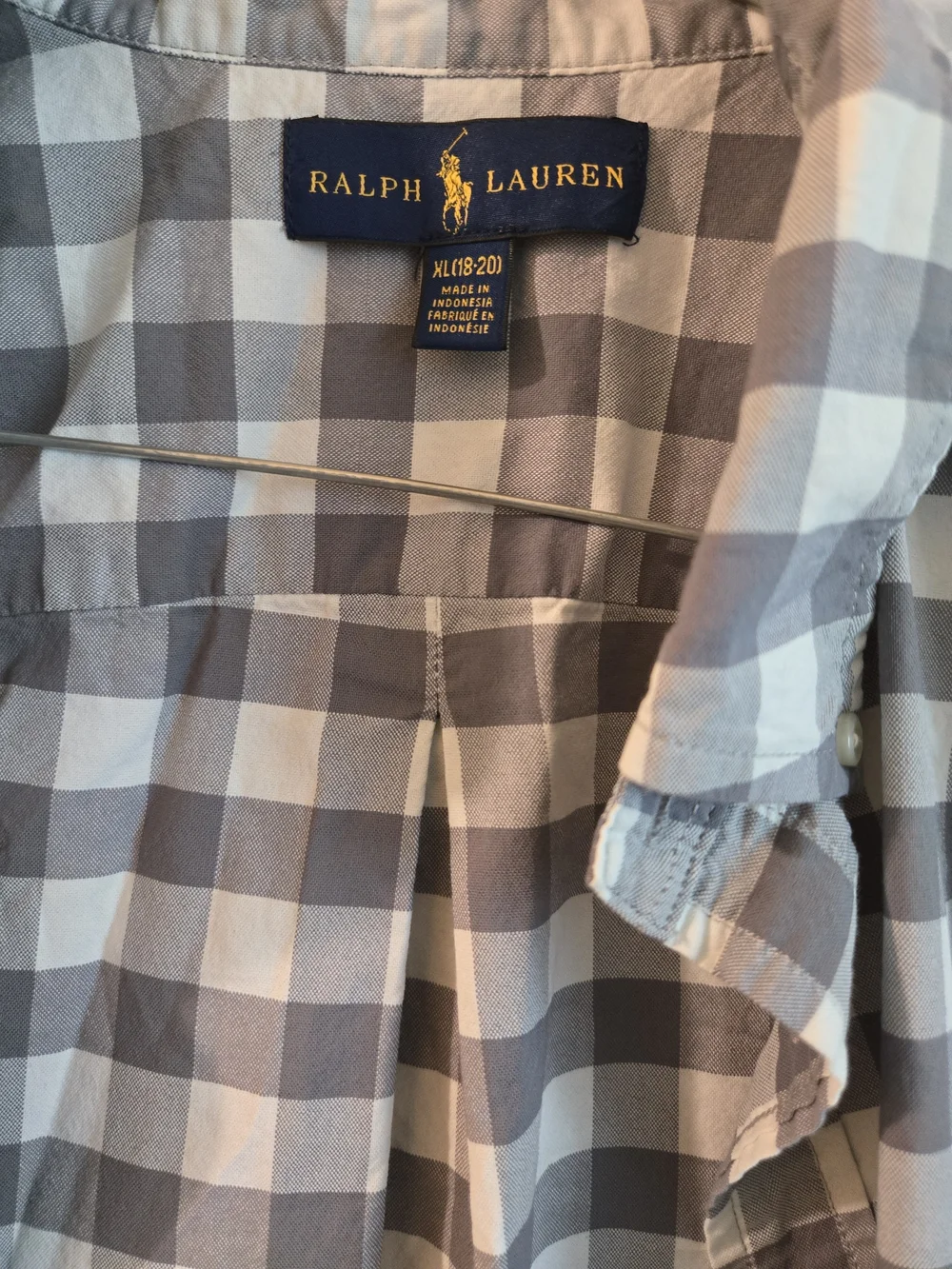 Ralph Lauren Men's Grey and White Check Button-Down Shirt